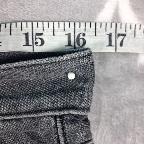 We The Free People Denim Cut Off Shorts Women Size 27 Black Distressed High Rise - Picture 5 of 10